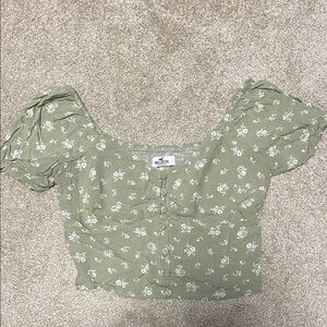 Hollister Sage Green Floral Blouse
